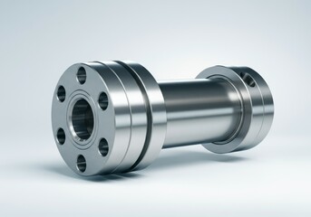 Metallic pneumatic connector showcasing precision engineering and industrial design concepts
