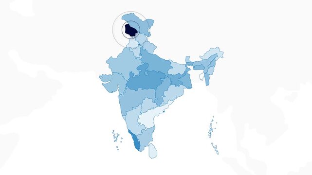 Jammu - Kashmir, India Animated Political Map | Professional State Geography Motion Graphic Video