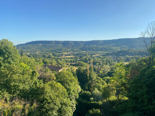 Panoramic View of Green Valley and Hills
