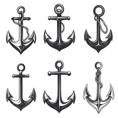 Collection of decorative and artistic anchors in various designs showcasing nautical themes and maritime heritage