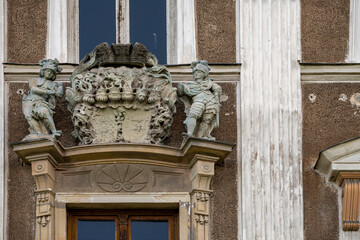 Obraz premium Abandoned Mansion Luxury Palace Castle Interior with Vintage Architecture and Decay