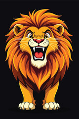 Adobe Illustrator Artwork Majestic Lion Cartoon Illustration with Golden Mane – Powerful Wildlife Art