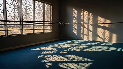 Geometric Sunlight Patterns in Empty Studio
