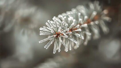 Winter's Embrace Frosted Pine Branch Detail