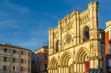 Fototapeta premium Dusk view of the Gothic Cathedral of Saint Mary and Saint Julian in Cuenca, Spain