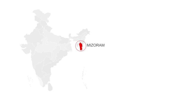 Mizoram, India Animated Political Map | Professional State Geography Motion Graphic Video