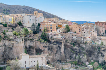 Fototapeta premium Urban scene, view of the town of Cuenca with the Jucar Gorge, Spain