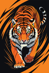Roaring Tiger Cartoon Illustration – Powerful Wild Animal Character