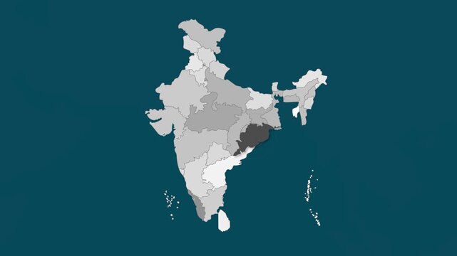 Orissa, India Animated Political Map | Professional State Geography Motion Graphic Video