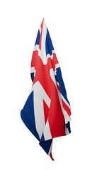 draped and folded united kingdom flag, transparent background