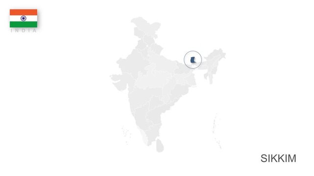 Sikkim, India Animated Political Map | Professional State Geography Motion Graphic Video