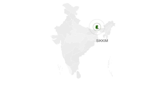 Sikkim, India Animated Political Map | Professional State Geography Motion Graphic Video