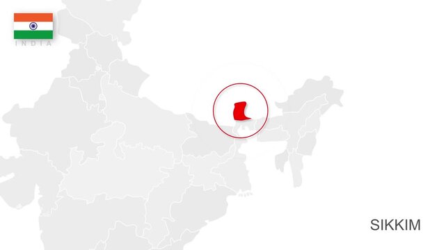 Sikkim, India Animated Political Map | Professional State Geography Motion Graphic Video