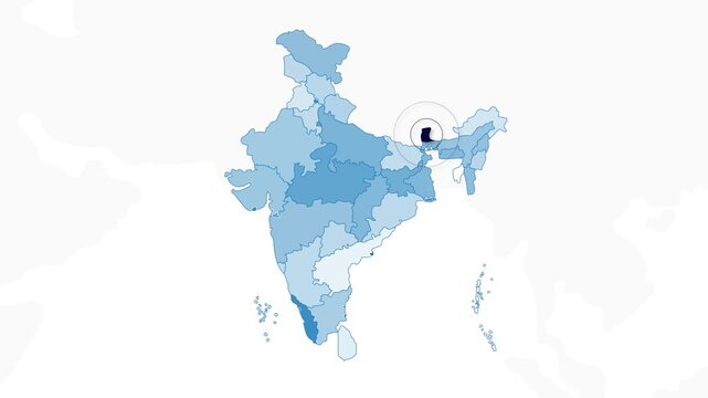 Sikkim, India Animated Political Map | Professional State Geography Motion Graphic Video