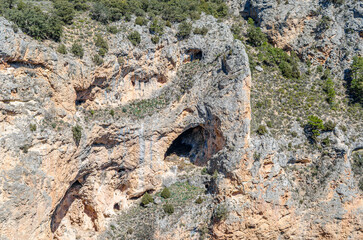 Devil's Window, an example of karst erosion on limestone rock in the Serrania de Cuenca Natural Park, Spain