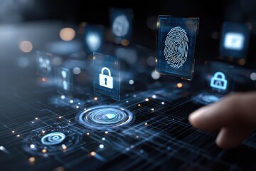 Exploring innovative internet network security concepts with digital icons illustrating safe online practices and user authentication methods