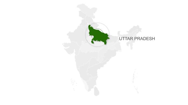 Uttar Pradesh, India Animated Political Map | Professional State Geography Motion Graphic Video