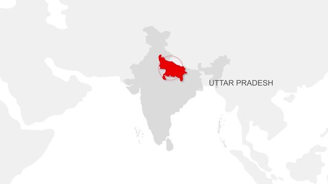 Uttar Pradesh, India Animated Political Map | Professional State Geography Motion Graphic Video