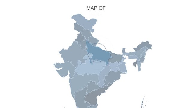 Uttar Pradesh, India Animated Political Map | Professional State Geography Motion Graphic Video