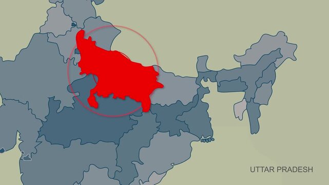 Uttar Pradesh, India Animated Political Map | Professional State Geography Motion Graphic Video