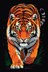 Intense Tiger Face Portrait with Roaring Expression