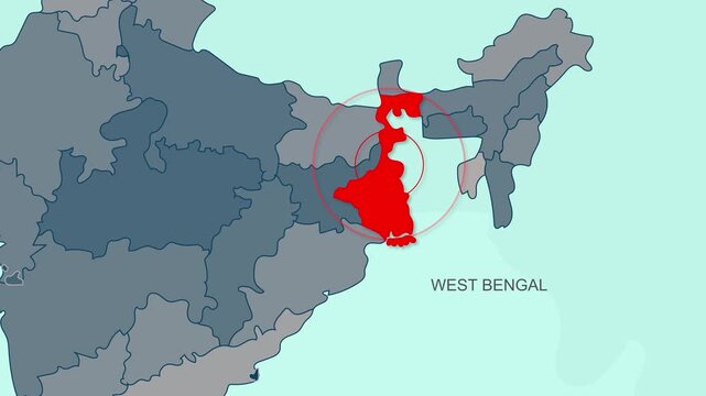 West Bengal, India Animated Political Map | Professional State Geography Motion Graphic Video