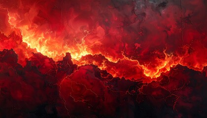 A dramatic fiery landscape, showcasing textured clouds of intense red and orange, evoking a sense of powerful energy and heat.
