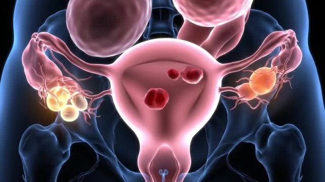 Uterus Anatomy Cervix Ovaries Fallopian Tubes Female Reproductive System Explained Endometriosis Growth Illustration 3D