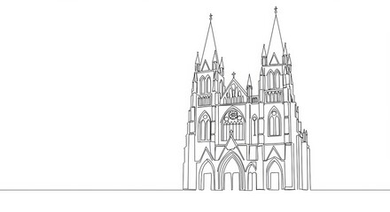 Fototapeta premium Elegant line drawing of a gothic cathedral showcasing architectural beauty