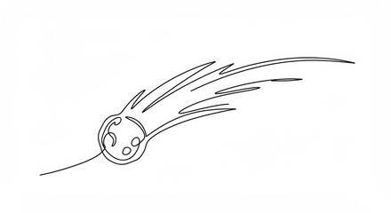 Elegant comet depiction rendered in a continuous line art style on white