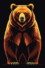 Fototapeta premium Stylized Cartoon Grizzly Bear Standing Illustration Adobe Illustrator Artwork