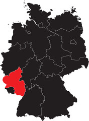 Rhineland Palatinate State Highlighted on the Germany Map