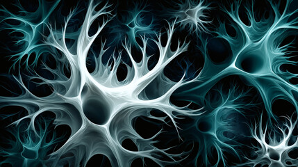 Abstract Neural Network Web in Teal and White on Black