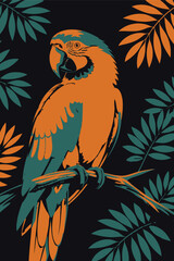 Fototapeta premium Tropical Orange Parrot Bird Illustration Adobe Illustrator Artwork