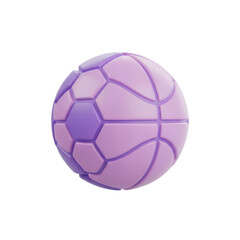 Playful Purple Soccer and Basketball Hybrid Ball 3D Illustration Isolated. PNG Clipart Transparent