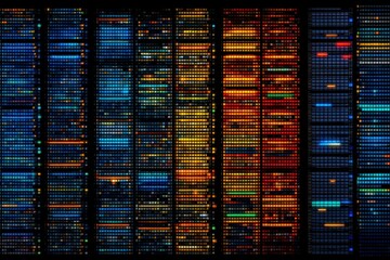 Captivating abstract representation of advanced data visualization showcasing a digital spectrum with intricate patterns of colors and lights symbolizing the dynamic flow of information