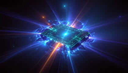 Fototapeta na wymiar Procesor komputerowy z widocznymi rozbłyskami
