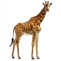 Obraz premium Realistic Giraffe Isolated on White Background with Texture