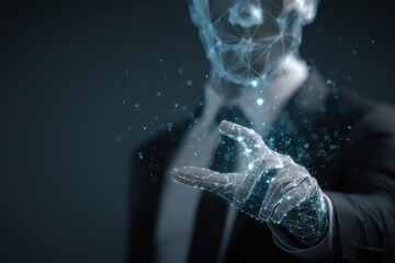 Holographic ai agent representing collaboration in a modern digital environment with an emphasis on innovation and technology