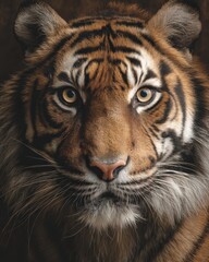 Intense Stare of a Sumatran Tiger Captivating Portrait