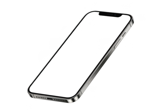 Sleek black smartphone isolated on transparent background