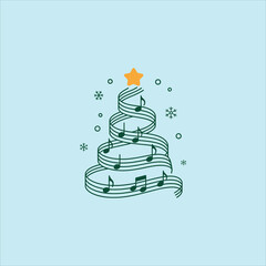 Vector Christmas Tree Illustration with Musical Theme