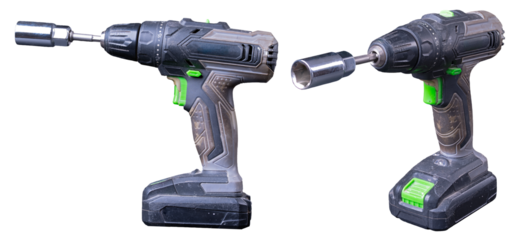 Old DIY screwdriver with socket wrench. Isolated background.