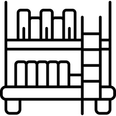 Black and white vector illustration of an industrial factory building icon in a silhouette city skyline design