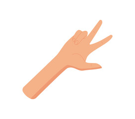 Flat hand gesture with raised three fingers. Bare human hand expresses the number three with palm upward. Isolated style, perfect for education and counting themes.