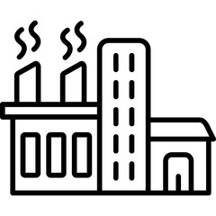 Vector illustration set of city business and factory buildings as concept icons or symbols for design