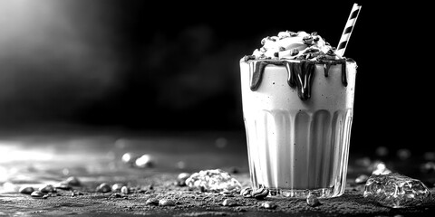 Creamy iced coffee beverage topped with chocolate and whipped cream on a surface