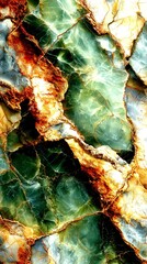 Elegant green and gold marble texture with intricate patterns and natural veins showcasing beauty of stone - High Contrast