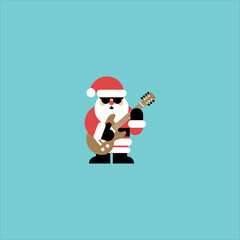Rocking Santa Guitar Vector