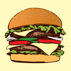Rysunek burger, fast food